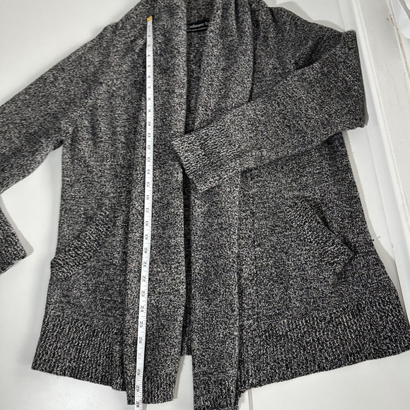 The Cashmere Shop 100% Cashmere Open Front Cardigan Rolled Neck Marled Grey M - Picture 11 of 13